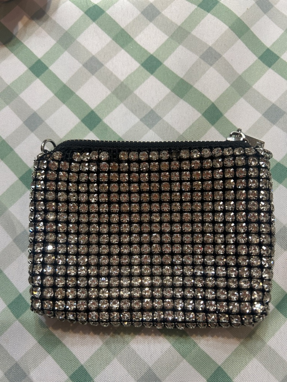 Sparkling Black Rhinestone Zipper Pouch